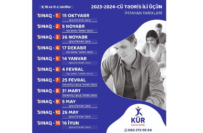 2023-2024-CÜ TƏDRİS İLİ ÜÇÜN İMTAHAN TARİXLƏRİ